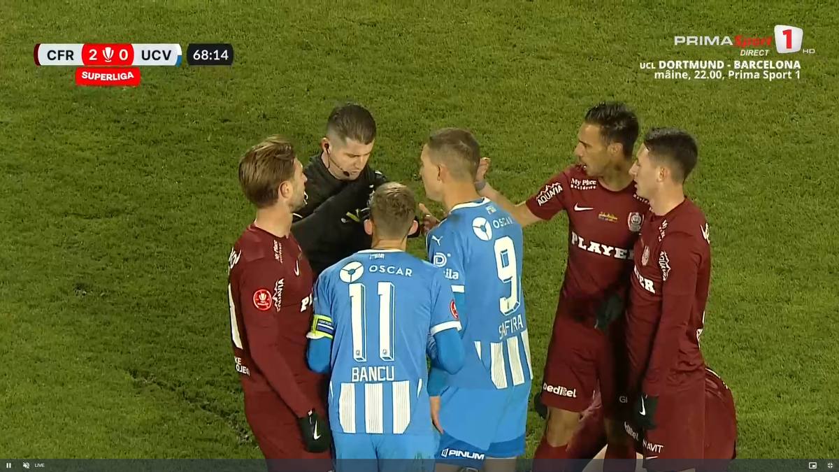 Lovitură primită de Universitatea Craiova! » Titularul incontestabil a luat roșu cu CFR Cluj și va lipsi cu FCSB