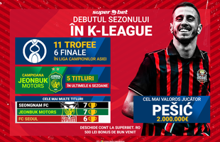 Începe noul sezon din Coreea de Sud. Continuă hegemonia lui Jeonbuk Motors? Pariază pe K League la Superbet