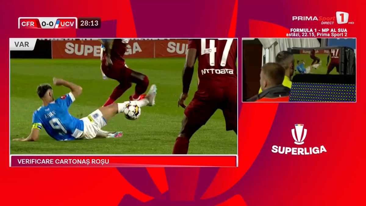 VAR a anulat un ROȘU pentru Ivan » Petrescu a izbucnit: nervi și înjurături în toate direcțiile! Nu va sta pe bancă cu FCSB