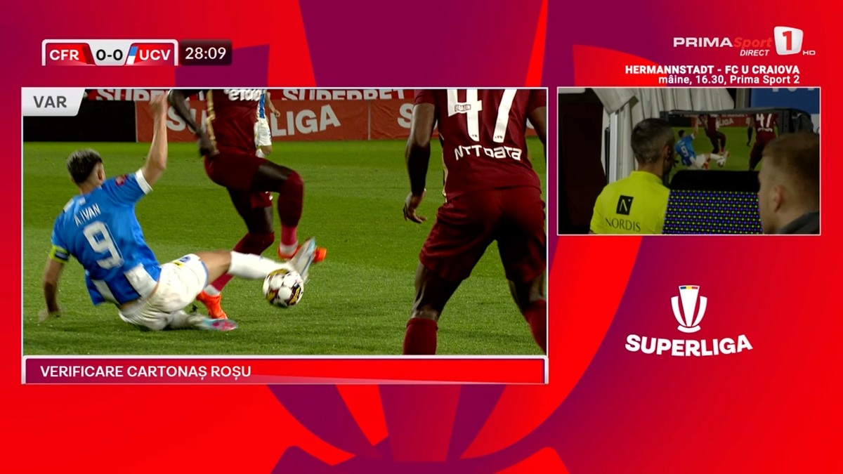 VAR a anulat un ROȘU pentru Ivan » Petrescu a izbucnit: nervi și înjurături în toate direcțiile! Nu va sta pe bancă cu FCSB