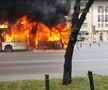 VIDEO + FOTO Momente de panică în București! Un troleibuz a luat foc în centrul orașului