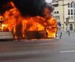 VIDEO + FOTO Momente de panică în București! Un troleibuz a luat foc în centrul orașului