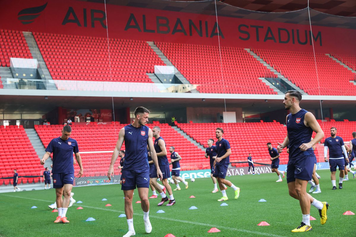 Imagini înainte de Albania - Serbia, meci cu risc maxim în preliminariile Campionatului Mondial din 2026