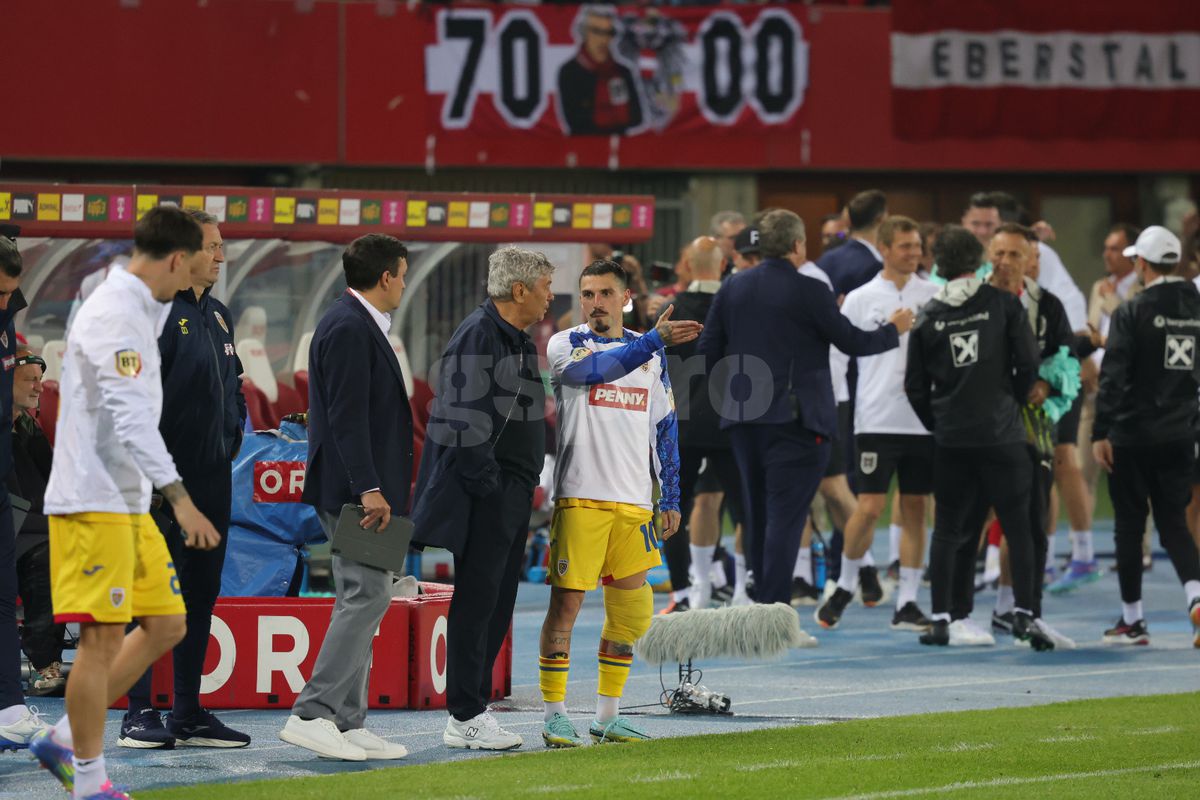 Ce s-a întâmplat imediat după fluierul final din Austria - România: cadre cu Lucescu, Stanciu și Burleanu