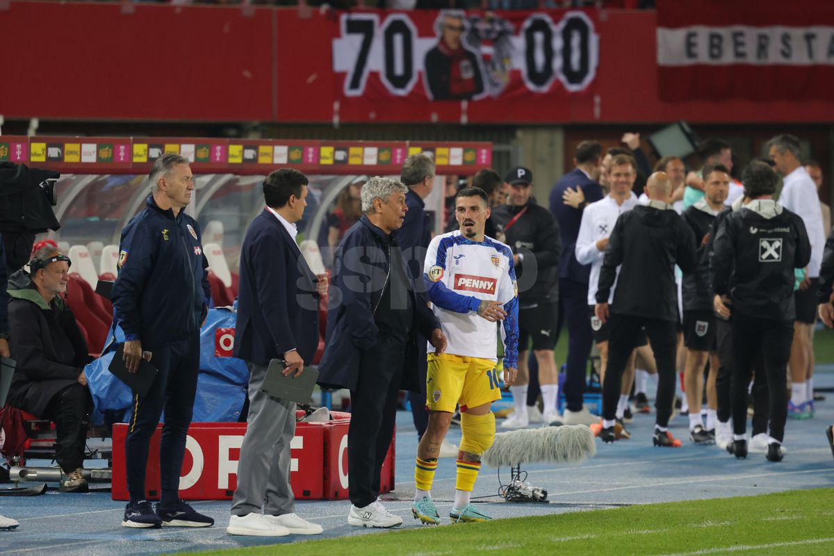 Ce s-a întâmplat imediat după fluierul final din Austria - România: cadre cu Lucescu, Stanciu și Burleanu
