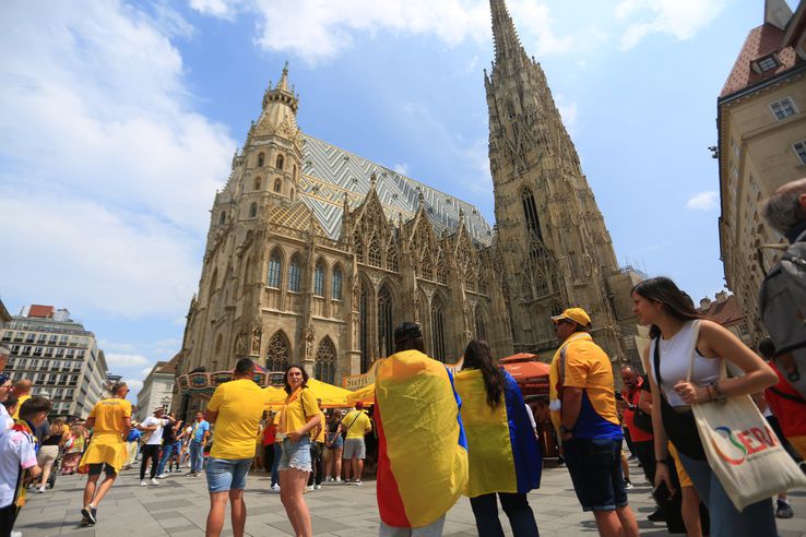 Fanii României în Stephansplatz, Viena/ foto: Ionuț Iordache (GSP)