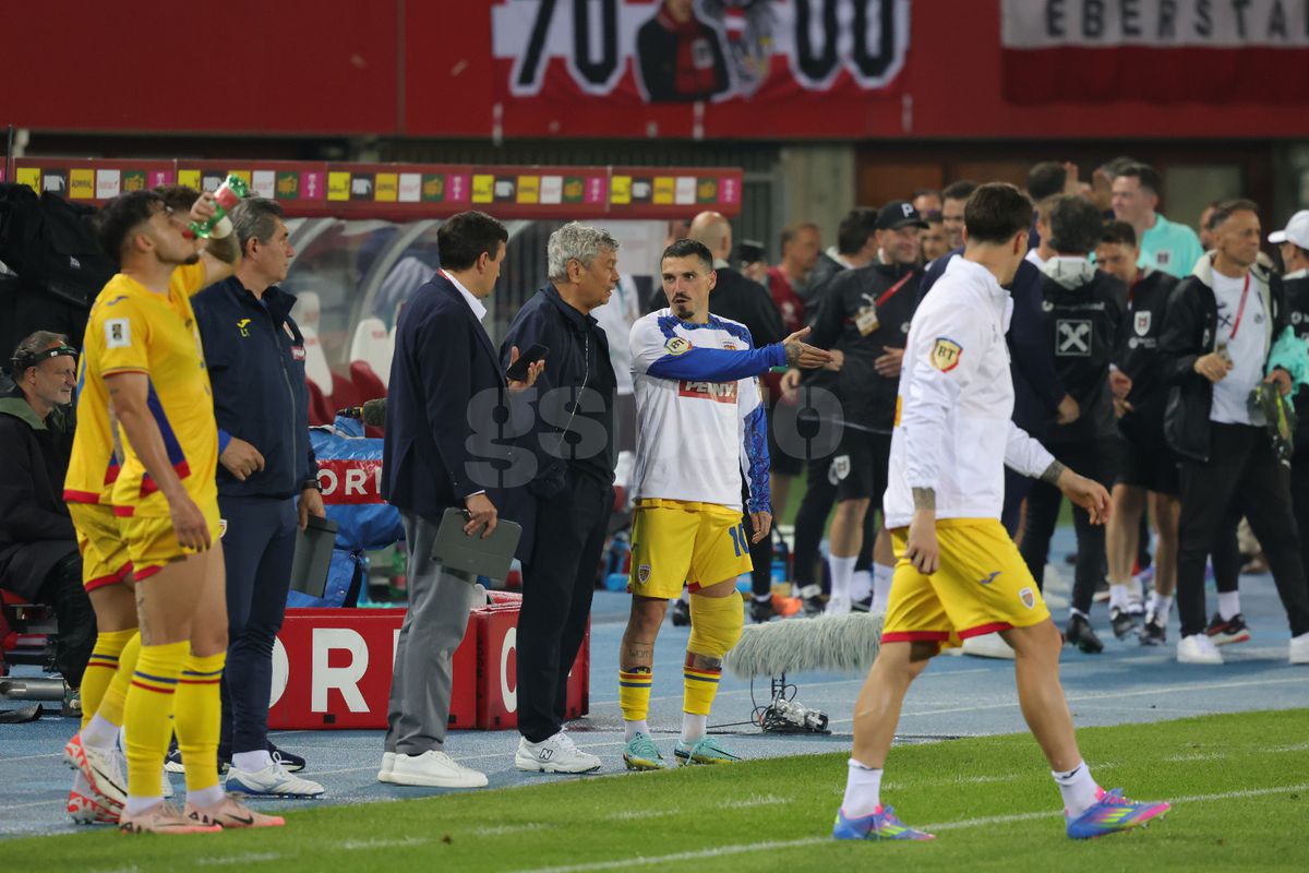 Ce s-a întâmplat imediat după fluierul final din Austria - România: cadre cu Lucescu, Stanciu și Burleanu