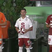 Noile echipamente de acasă (dreapta), respectiv deplasare (centru) ale Rapidului