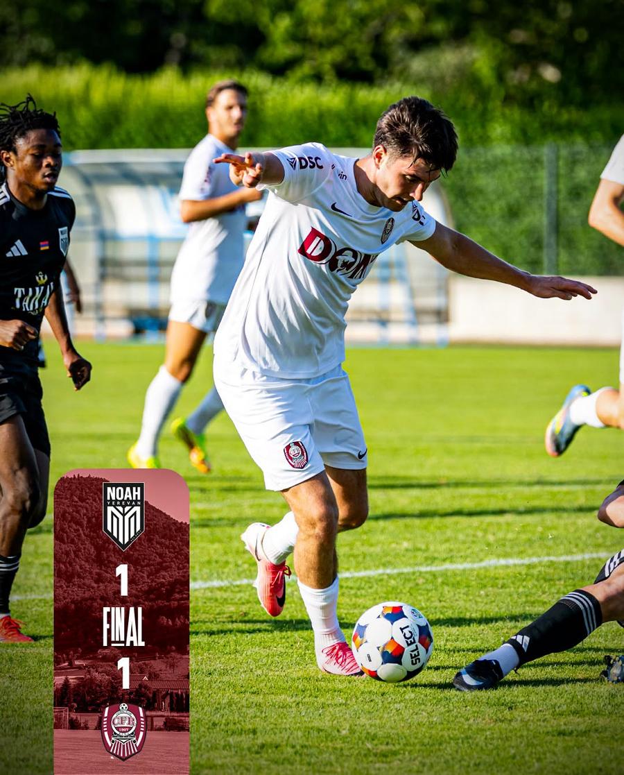 CFR Cluj a remizat cu Noah într-o partidă de verificare // FOTO: Facebook @Fotbal Club CFR 1907 CLUJ În plin scandal de pariuri, Damjan Djokovic a evoluat azi pentru CFR Cluj