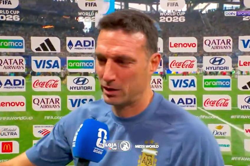 Lionel Scaloni a izbucnit în lacrimi după calificarea dramatică a Argentinei și a părăsit interviul după 12 secunde // FOTO: X