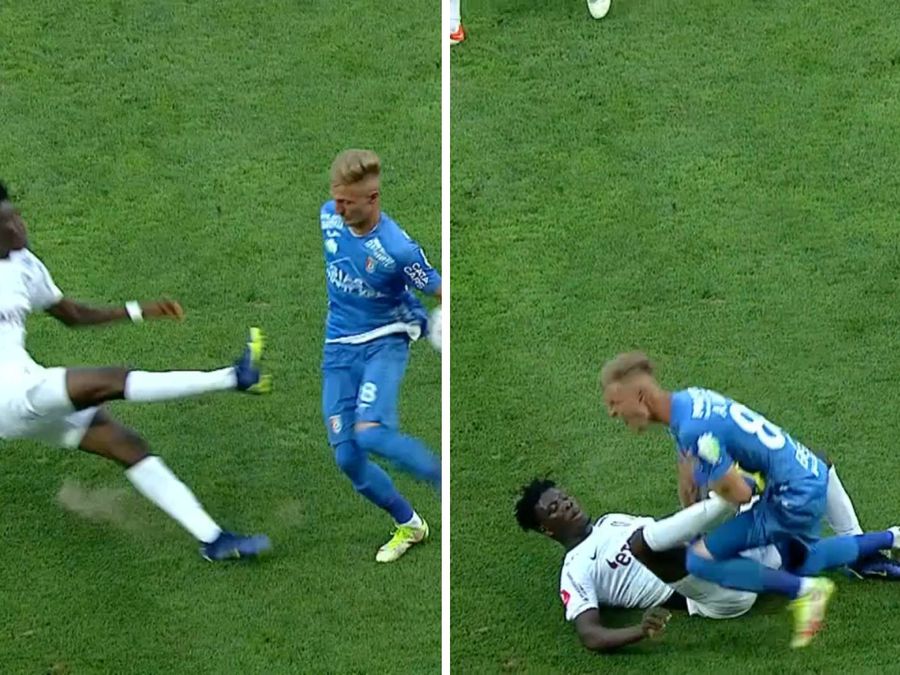 Faultul lui Yeboah la Ioniță Chindia Târgoviște - CFR Cluj 0-2 » Ardelenii se impun la finalul unui meci cu scântei. Dan Petrescu și doi jucători ai campioanei au fost eliminați!