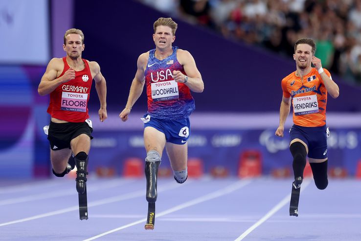 Hunter Woodhall în acțiune pe Stade de France FOTO Guliver/GettyImages