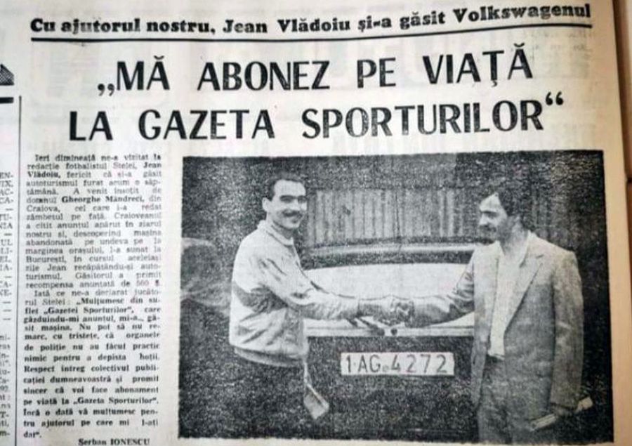 Dezvăluiri tari, la 28 de ani după ce Gazeta a ajutat un mare atacant român să-și recupereze mașina furată: „Nu-i venea să creadă că îi dau recompensa”