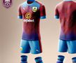 Burnley - atât în față, cât și pe spate, apare un imprimeu spectaculos, cu trimitere la sigla clubului. Culorile echipei se contopesc în jurul imprimeului.