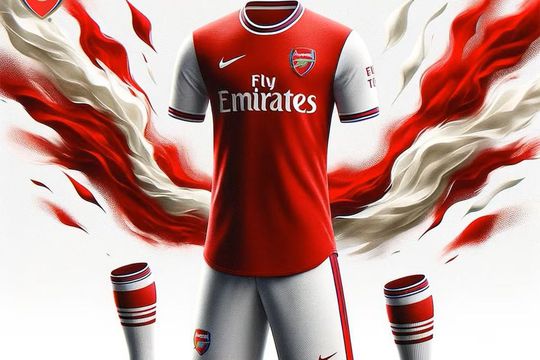 Arsenal - echipamentul „tunarilor” nu a suferit modificări majore față de cel original. Apare o bandă roș-albastră, prezentă și la capătul mânecilor. Dispar liniile zig-zag, dar și liniile aurii care coboară pe umeri.