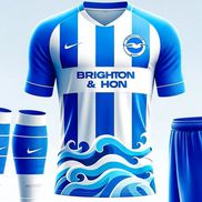 Brighton - schimbarea de pe tricoul „pescărușilor” este dată de valurile alb-albastre apărute  în partea de jos.