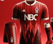 Nottingham Forest - pădurea din numele clubului apare și pe tricou.