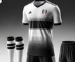 Fulham - apare o dungă neagră de dimensiuni mari, care străbate tricoul, de la stânga la dreapta. O mulțime de punctulețe negre acoperă mai multe din zonele albe ale tricoului.