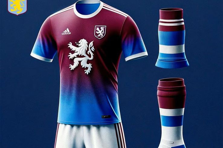 Aston Villa - pe pieptul celor de la Aston Villa apare un leu, simbolul clubului, prezent și pe siglă. Dacă pe echipamentul original, albastrul apare pe mâneci, iar restul tricoului este maro, în noul echipament, culorile se contopesc.
