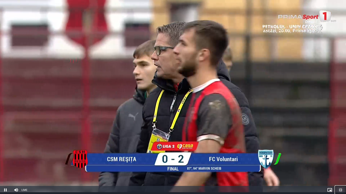 Flavius Stoican a cedat nervos la finalul meciului CSM Reșița - Voluntari
