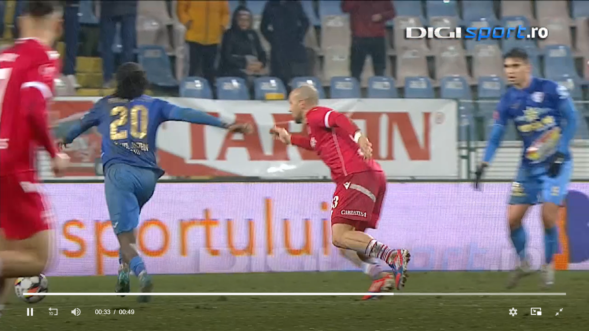 Maxime Sivis a văzut cartonașul ROȘU direct și a fost eliminat în minutul 26