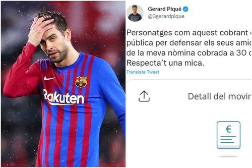 Gerard Pique și postarea acestuia // foto: Guliver/gettyimages + Twitter