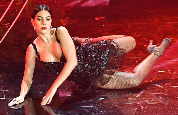 SANREMO // VIDEO + FOTO Georgina Rodriguez, apariție spectaculoasă la Sanremo » Iubita lui Ronaldo a dansat tango și a făcut glume cu prezentatorul