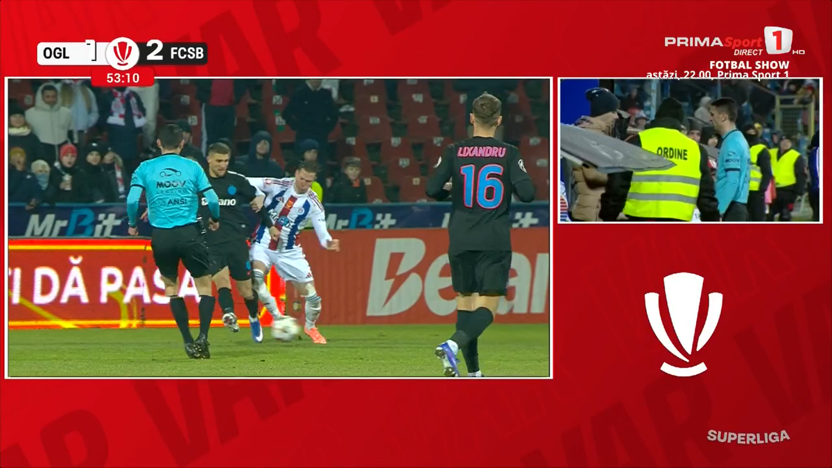 N-a scăpat! Gestul pentru care a văzut direct cartonașul roșu în Oțelul - FCSB