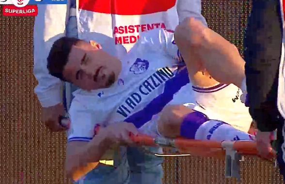 Căpitanul din play-off, scos cu targa de pe teren » Culmea: accidentat și suspendat în aceeași fază