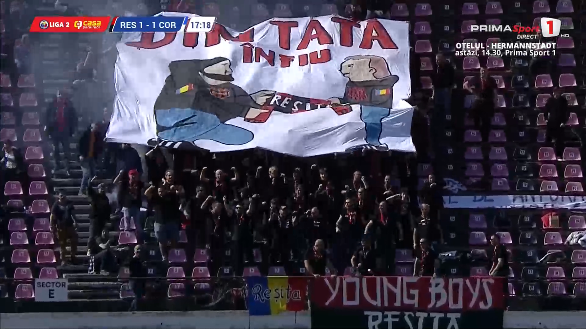 Eurogol reușit de Grădinaru în meciul CSM Reșița - Corvinul Hunedoara // foto: capturi Prima Sport