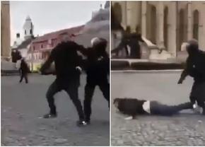 Imagini violente de la U Cluj - Steaua: un suporter, făcut KO de croșeul unui jandarm » Comunicatul forțelor de ordine