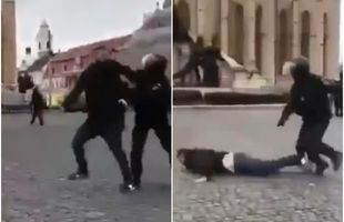 Imagini violente de la U Cluj - Steaua: un suporter, făcut KO de croșeul unui jandarm » Comunicatul forțelor de ordine
