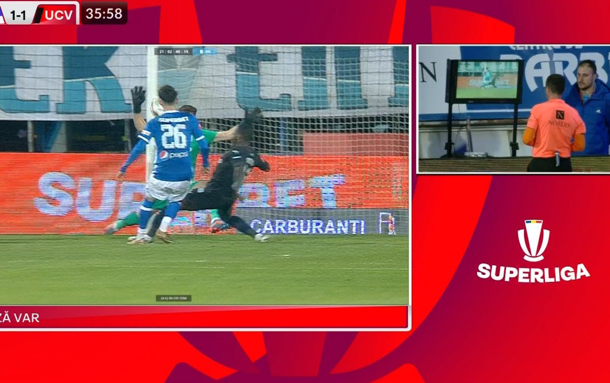 Penalty în Farul - CSU Craiova / FOTO: Capturi TV @Orange Sport 1