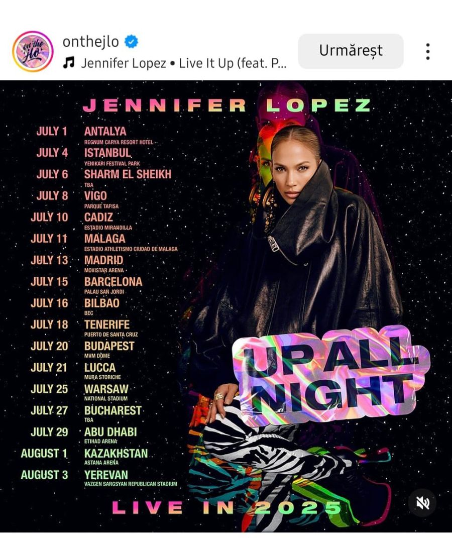 Bătaie pe Arena Națională! » Jennifer Lopez și-a anunțat oficial concertul la București, la câteva zile după comunicatul Untold