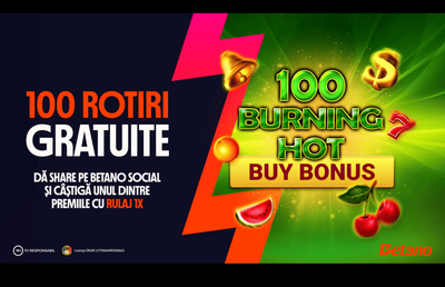100 de premii a câte 100 de Rotiri Gratuite pe Betano Social