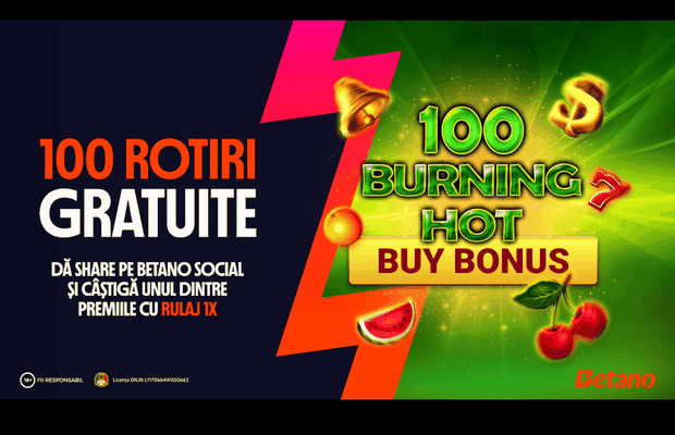 100 de premii a câte 100 de Rotiri Gratuite pe Betano Social