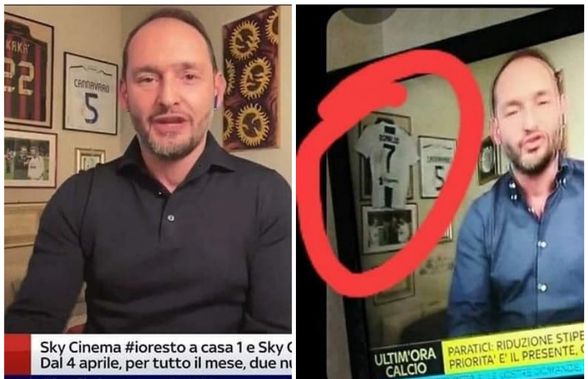 Controversă la televiziunea italiană » Un jurnalist a acoperit tricoul lui AC Milan cu cel al lui Juventus într-un live: „Când trebuie să urmezi linia editorială...”
