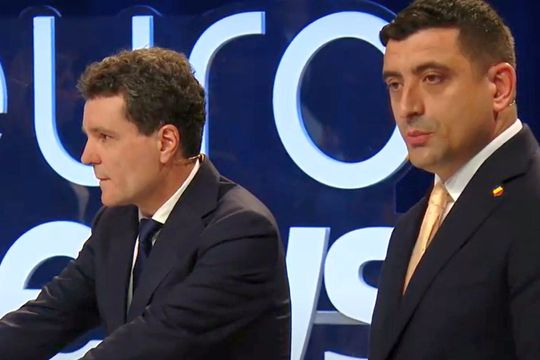 Nicușor Dan și George Simion, la dezbaterea de la Euronews