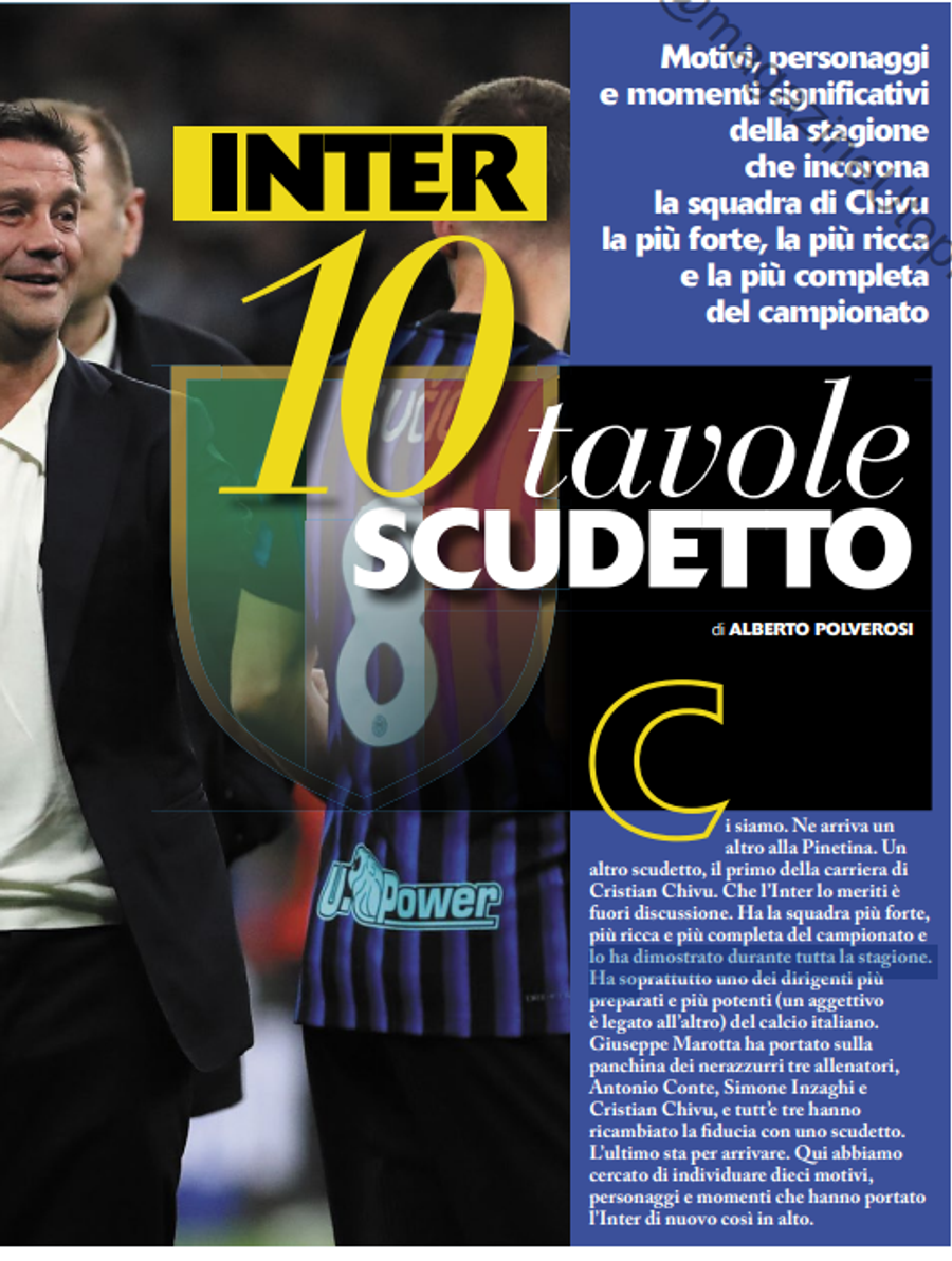 Chivu, elogiat în Guerin Sportivo: „21 după Cristian. Un cvasidebutant ia titlul, ipotecându-și viitorul la Inter!”