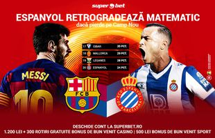Derby decisiv pentru Espanyol: Barcelona își poate trimite rivala în Segunda. SuperCote la meciul zilei în Spania!