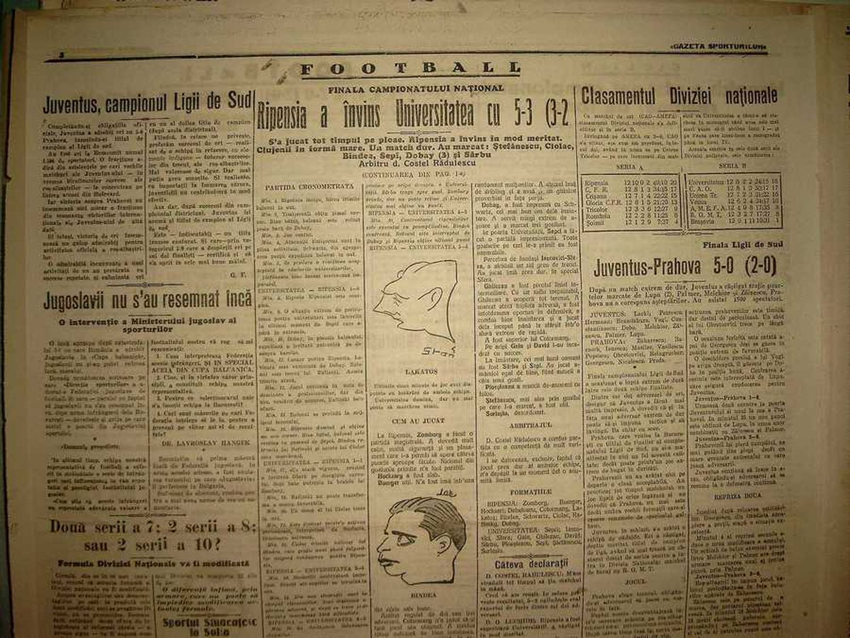 RETRO GSP. 87 de ani de când finala campionatului de fotbal a fost eclipsată de un derby de trap