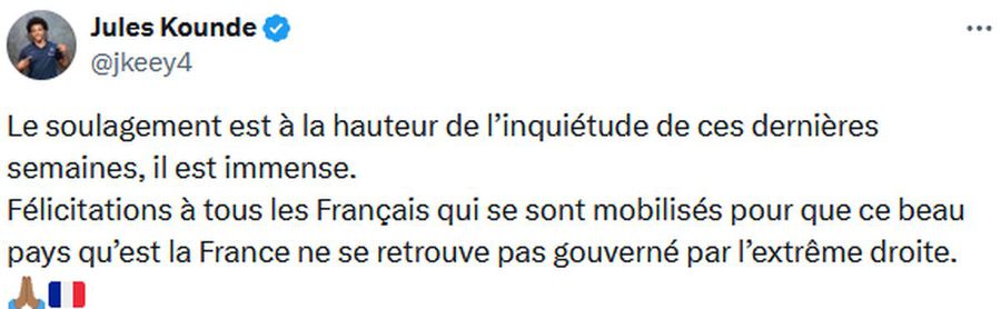 „Ați reacționat împotriva pericolului Marine Le Pen” » Jucătorii Franței, avalanșă de reacții după surpriza din alegerile din Hexagon