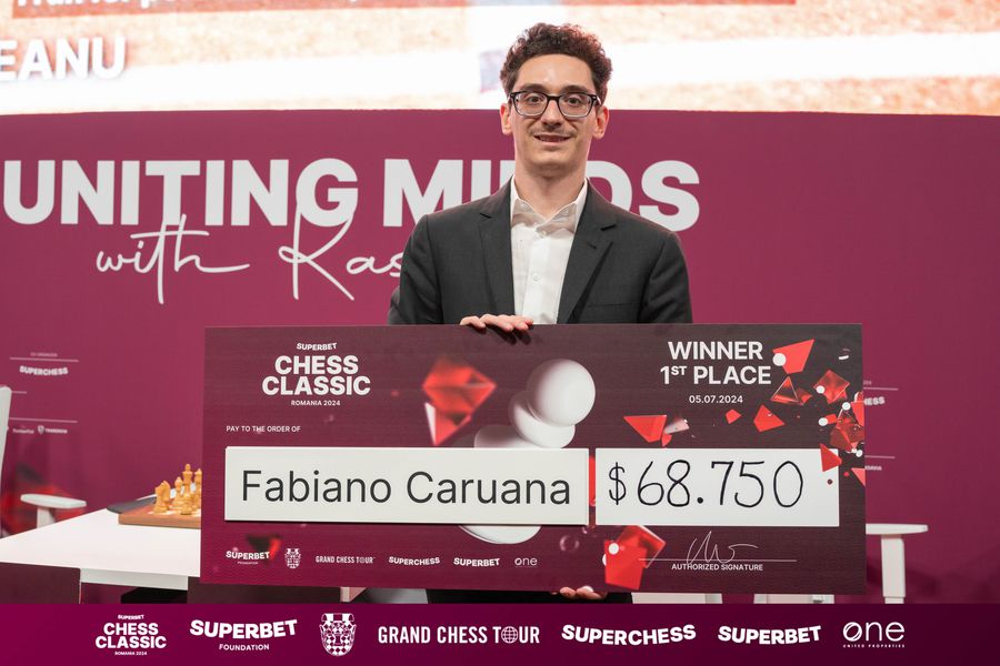 Fabiano Caruana a câștigat, pentru a doua oară,  etapa de la București a turneului mondial Grand Chess Tour