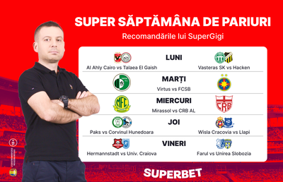 Supersăptămâna de pariuri cu SuperGigi: startul SuperLigii, calificările pentru grupele Ligii Campionilor și multe altele