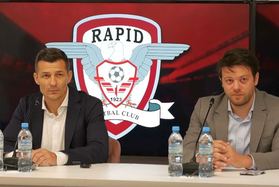 Costel Gâlcă a fost însoțit la prezentare de noul președinte al Rapidului, Victor Angelescu Lupescu impresionat de New Rapid și de curajul lui Gâlcă: „Va deveni o forță” + Nu-l menajează pe Șumudică: „Lăsat să-și facă de cap!”