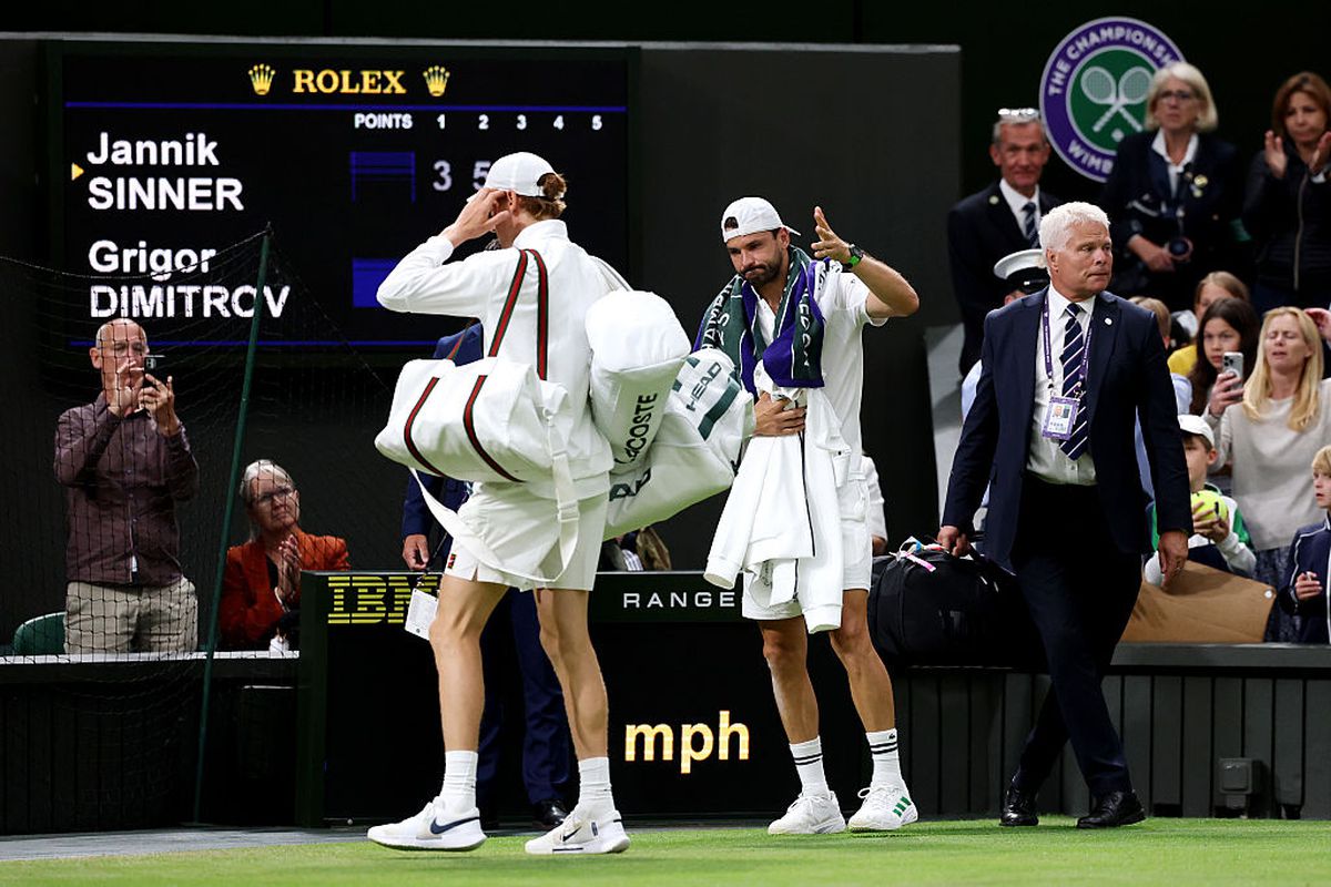 Grigor Dimitrov a abandonat meciul cu Jannik Sinner la Wimbledon
