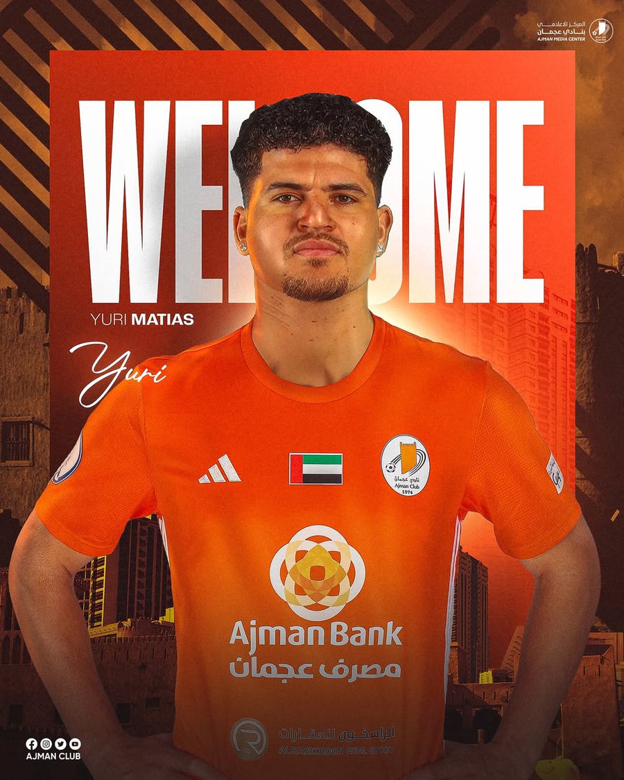 Yuri Matias, fostul fundaș al CFR-ului, a semnat cu Ajman. FOTO: Instagram @ajmanclub Yuri Matias a semnat: „Bun venit în Castelul Portocaliu!”