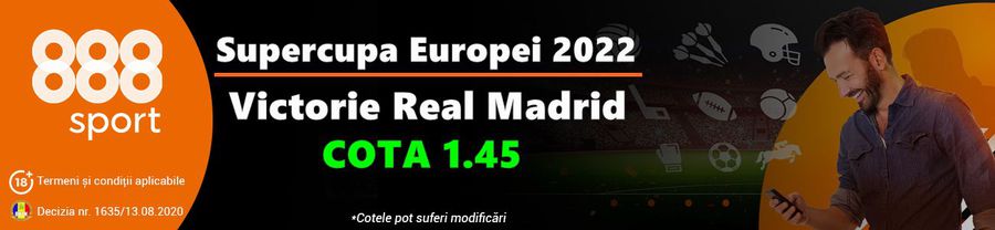 Real Madrid, favorită certă la pariuri în Supercupa Europei 2022