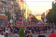 Peluza Sud a luat cu asalt Târgoviște! Imagini de pe străzi: Gigi Becali, principala țintă a ultrașilor
