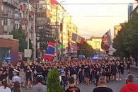 Peluza Sud a luat cu asalt Târgoviște! Imagini de pe străzi: Gigi Becali, principala țintă a ultrașilor